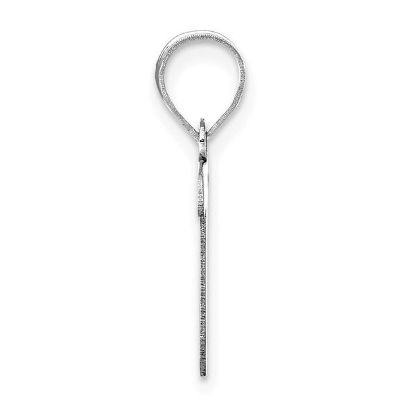 Kazi Luxury 14k White Gold Polished Script Letter T Initial Pendant - Picture 2 of 4